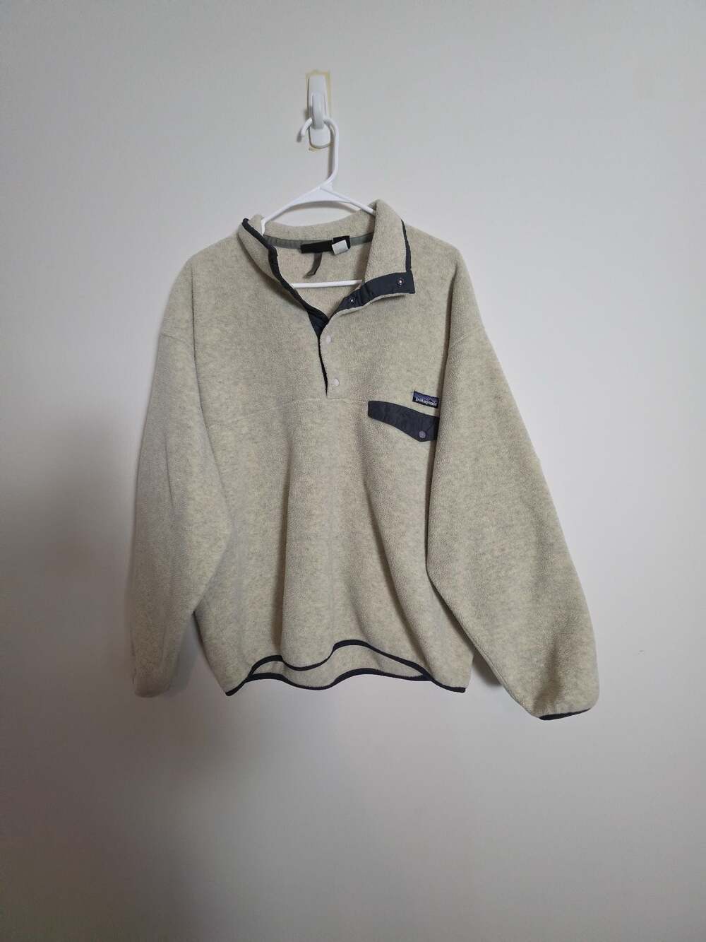 Patagonia Synchilla Snap-T Pullover Fleece Jacket, Size L, Oatmeal Green, Made i